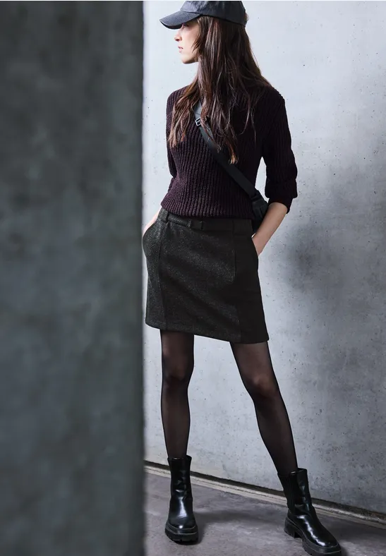 Thumbnail - Street One Studio Frauen Rock in Woll-Optik in Grau, Gr: 46