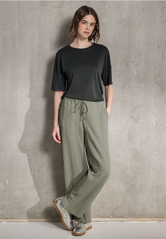 Thumbnail - Musselin Wide Leg Hose