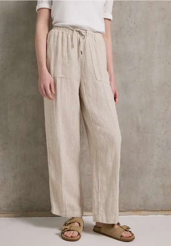 Thumbnail - Street One Studio Frauen Straight Leg Leinenhose in Beige, Gr: 38