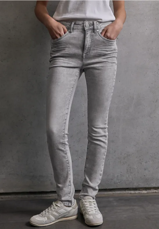 Street One Studio Frauen Skinny Fit Jeans in Grau, Gr: 32