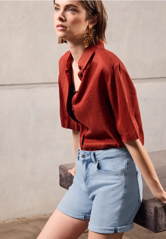 Thumbnail - Street One Studio Frauen Jeansshorts im Casual Fit in Blau, Gr: 27