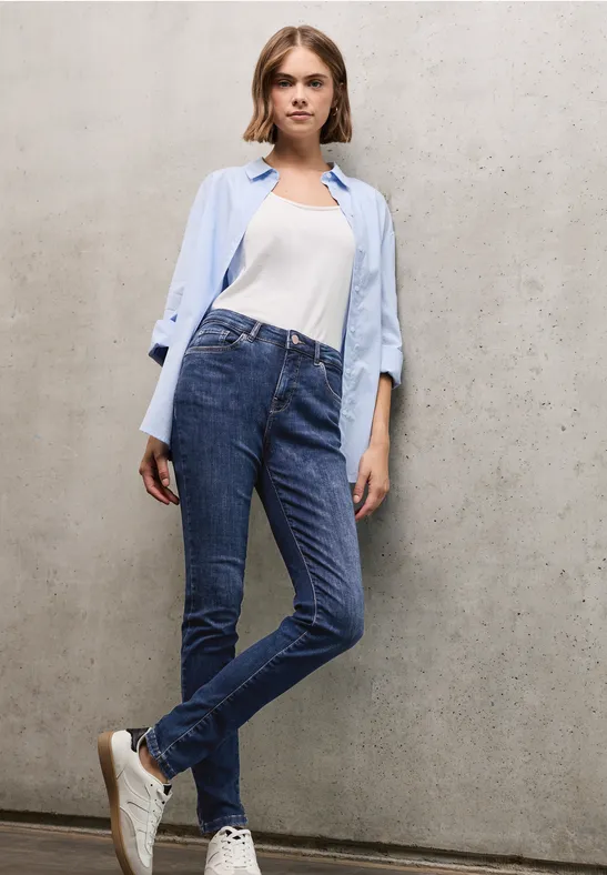 Street One Studio Frauen Skinny Fit Jeans in Blau, Gr: 24