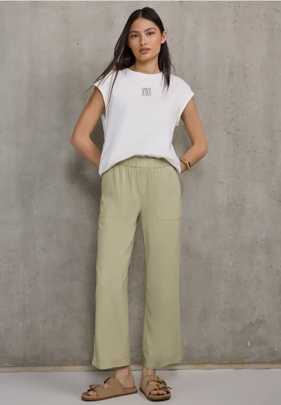 Thumbnail - Street One Studio Frauen Culotte in Unifarbe in Grün, Gr: 46