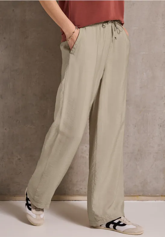 Thumbnail - Street One Studio Frauen Wide Leg Hose in Beige, Gr: 44