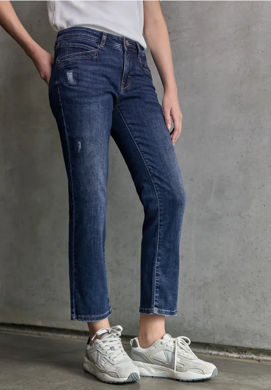 Street One Studio Frauen Straight Leg Jeans in Blau, Gr: 34