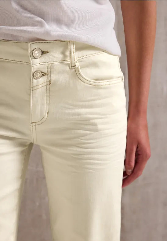 Street One Studio Frauen Straight Leg Jeans in Beige, Gr: 31