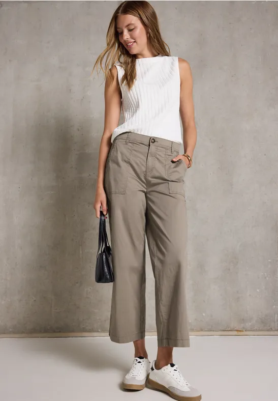 Thumbnail - Street One Studio Frauen Hose aus Baumwollmix in Beige, Gr: 34