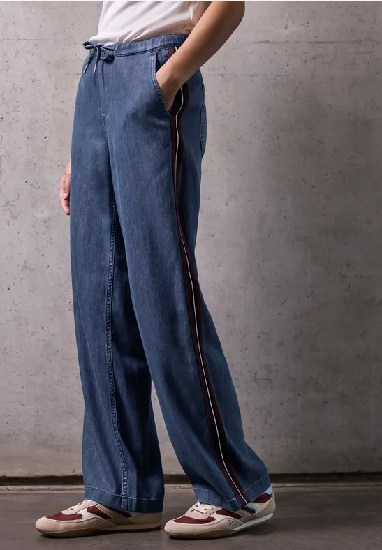 Thumbnail - Street One Studio Frauen Jeans mit Gallonstreifen in Blau, Gr: 25