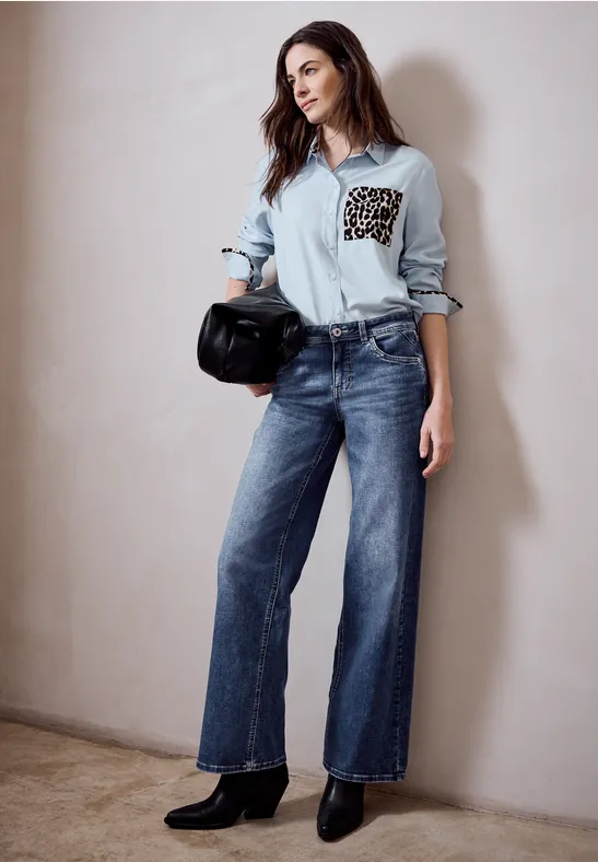 Street One Studio Frauen Wide Leg Jeans in Blau, Gr: 25