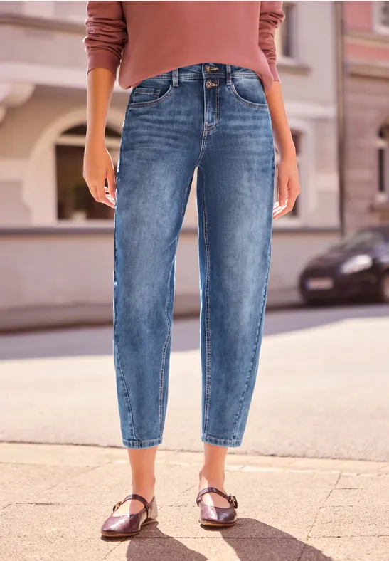 High Waist Barrel Leg Jeans im Loose Fit