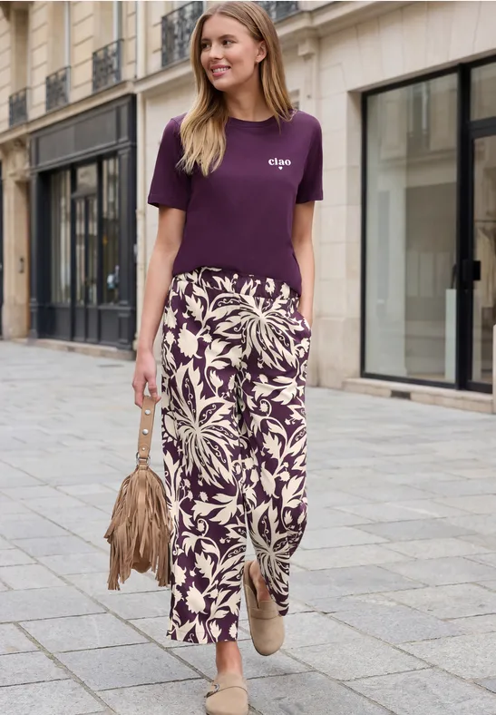 Culotte im Loose Fit mit floralem Muster