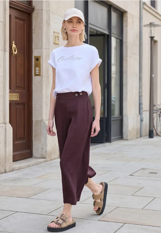 Street One Mid Waist Wide Leg Hose im Leinen-Look female Lila