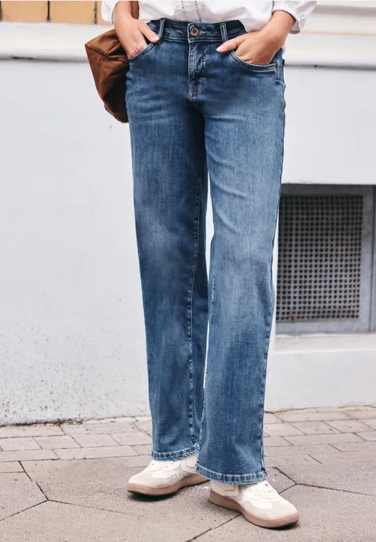 Mid Waist Wide Leg Jeans im Loose Fit