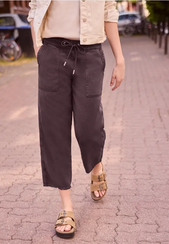 Mid Waist Straight Leg Hose im Loose Fit
