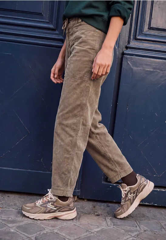 Mid Waist Barrel Leg Hose im Loose Fit