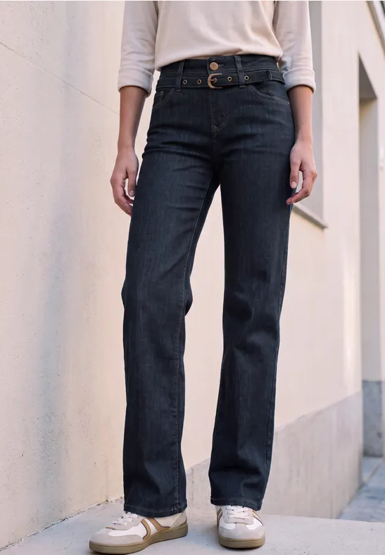 Broek met Mid Waist-taille en Wide Leg-pijpen in een Loose Fit-pasvorm