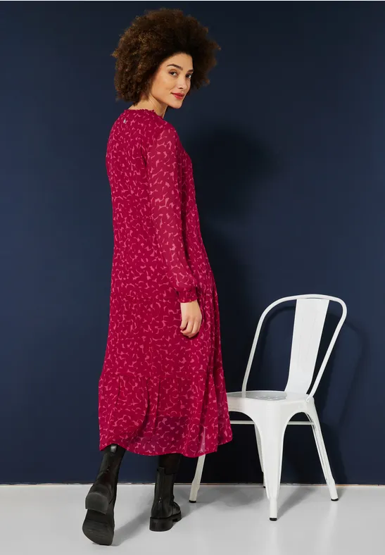 STREET-ONE Chiffon jurk in tuniek-style voor dames in Rood