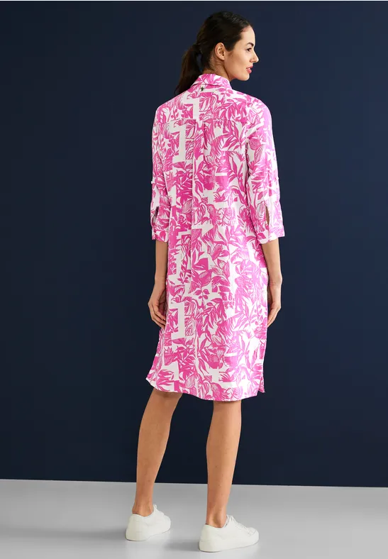 STREET-ONE Leinen Shirtkleid mit Print für Damen in Pink STREET-ONE