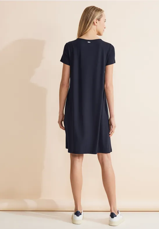 Street One Damen T-Shirt-Kleid – Lässig, Mit V-Ausschnitt Und 3/4-Ärmeln, Knielang