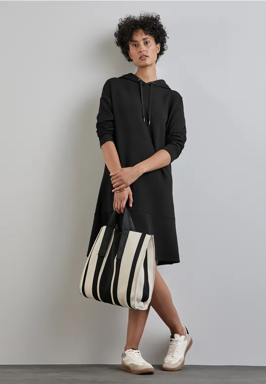 STREET-ONE Sweatkleid mit Volant für Damen in Schwarz STREET-ONE
