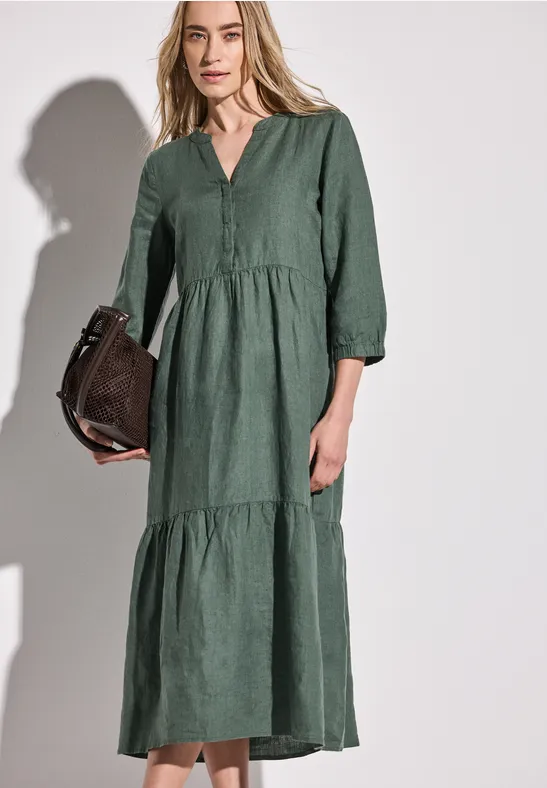 Street One Damen Kleid Mit Volants - Ärmellos Aus Baumwollmix