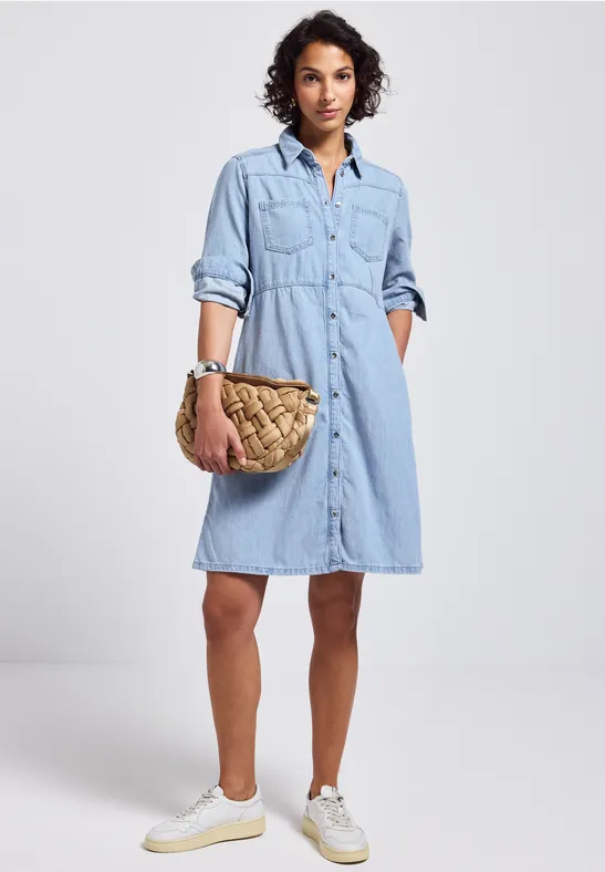 STREET-ONE Denim jurk met knoopsluiting voor dames in Blauw