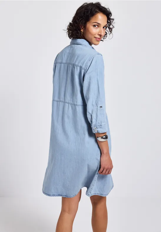 Denim Lange Spijkerblouse Jurk Ganni Maxi Jurk Light Denim Midden