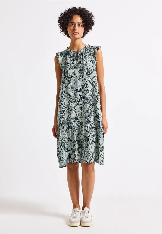 Midi-jurk met knopen en stippenpatroon voor dames in Bruin