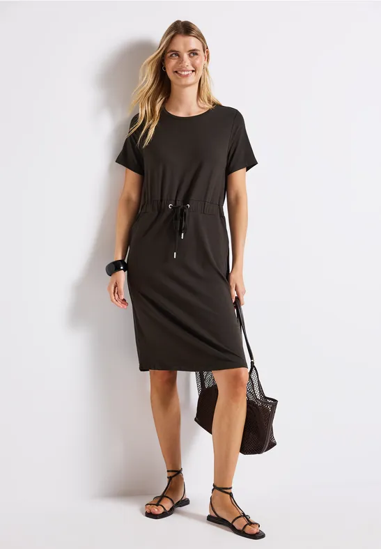 WE Fashion Dames jersey jurk met glittergaren en overslagdetail - Curve
