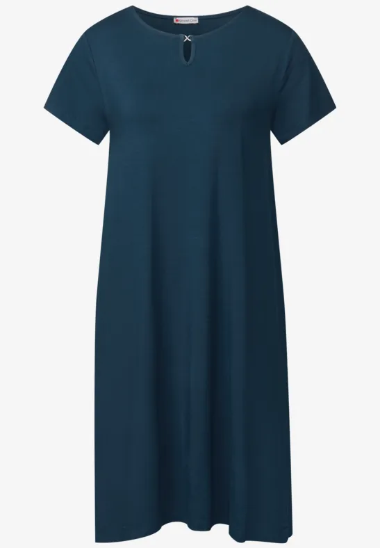 Street One Damen T-Shirt-Kleid – Knielang, V-Ausschnitt, 3/4-Ärmel, Mit Stretch