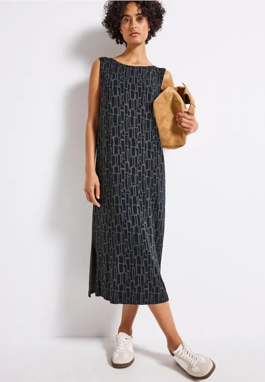 Jersey jurk met knopen voor dames in Blauw