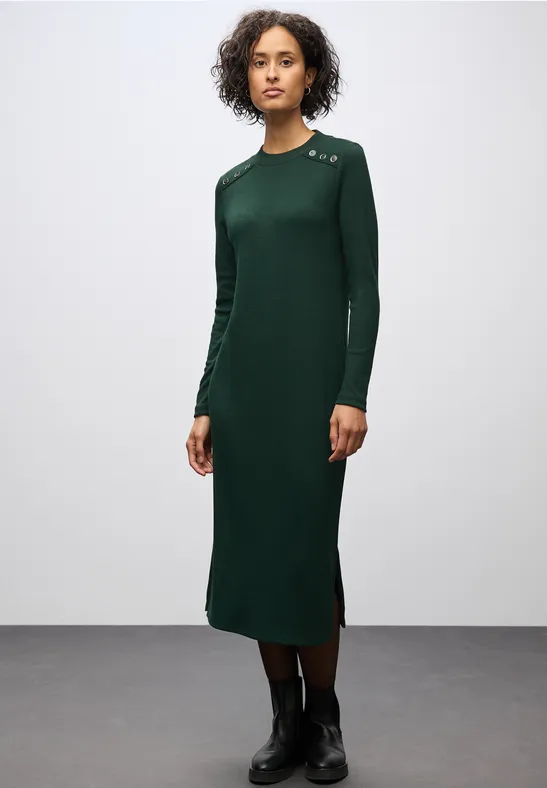 STREET-ONE Geribde jurk voor dames in Groen STREET-ONE