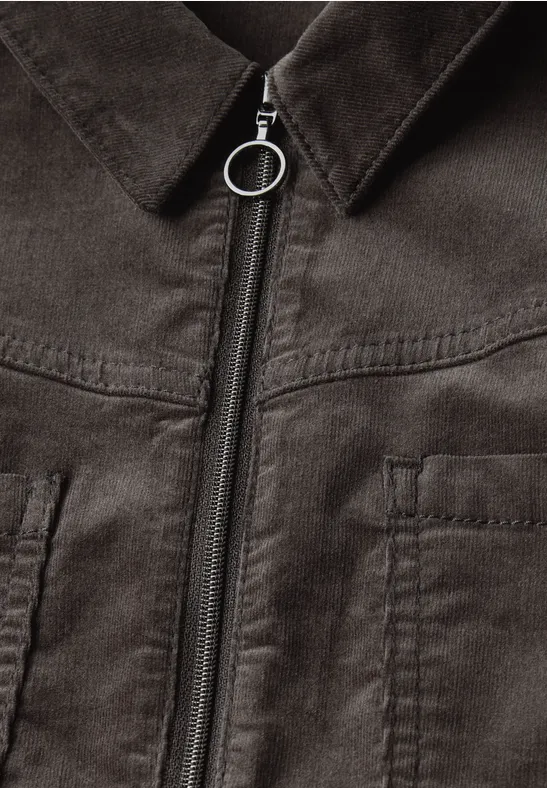 DESIGN - Robe Courte En Velours Côtelé à Fermeture éclair