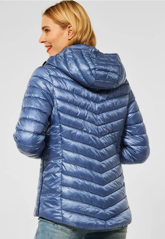 Street One Damen Steppjacke – Mit Abnehmbarer Kapuze, Glänzend, Kurz, Für Lässige Looks