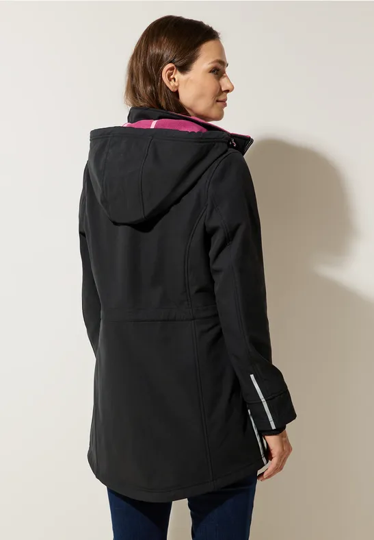 MAKO① STREET-ONE Softshelljacke mit Kapuze für Damen in Schwarz | STREET-ONE
