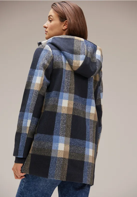 STREET-ONE Hoodie Karojacke für Damen in Blau STREET-ONE