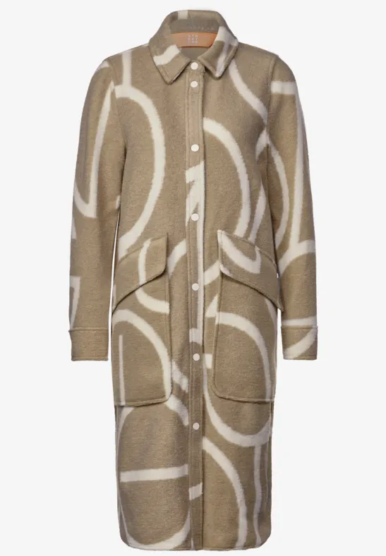 Manteau à Carreaux à Revers Pour Femmes En Beige