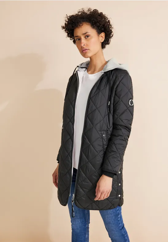 Leichter Steppmantel Steppmantel Navy Daunenmantel Langer Winter