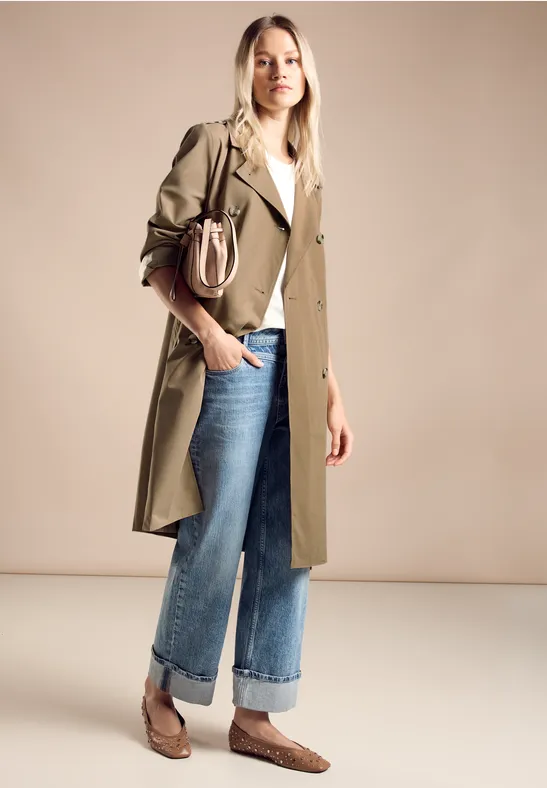STREET-ONE Moderne trenchcoat voor dames in Bruin | STREET-ONE
