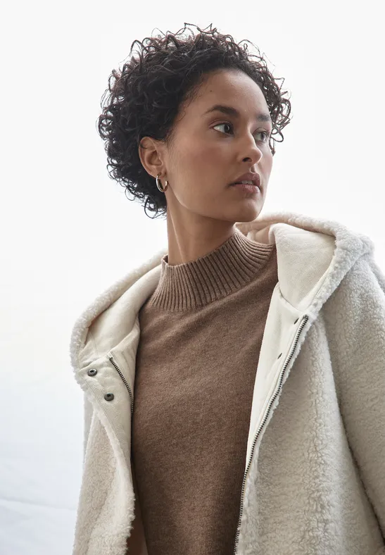 Street One Chaqueta De Pana Con Cuello De Peluche Para Mujer
