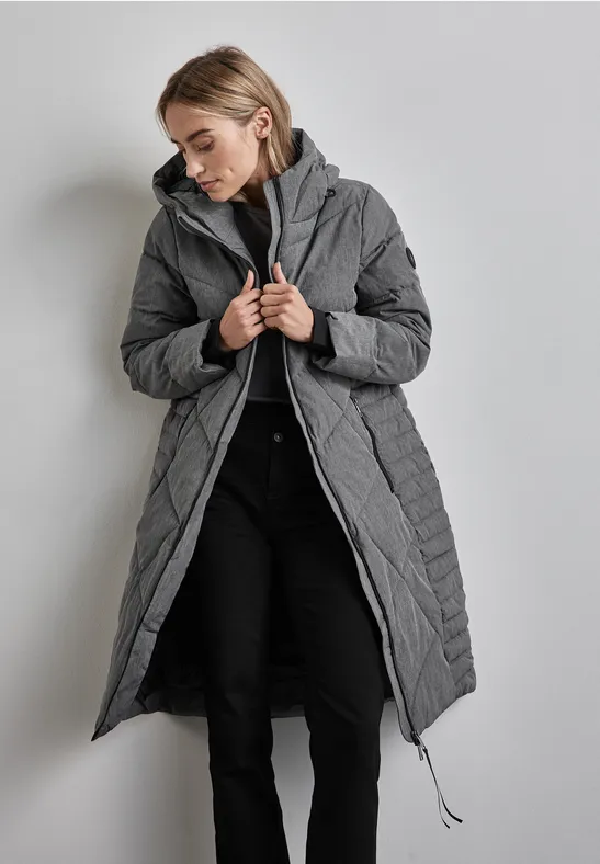 Steppjacke Damen Street One Mantel Grau Mit Kapuze STREET-ONE