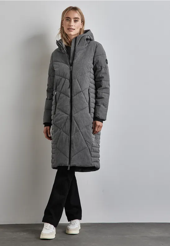 Winterjacke Street One Mantel Grau Mit Kapuze STREET-ONE Lange