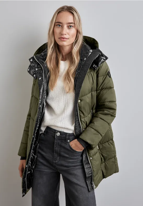 STREET-ONE Jas met afneembare capuchon voor dames in Groen