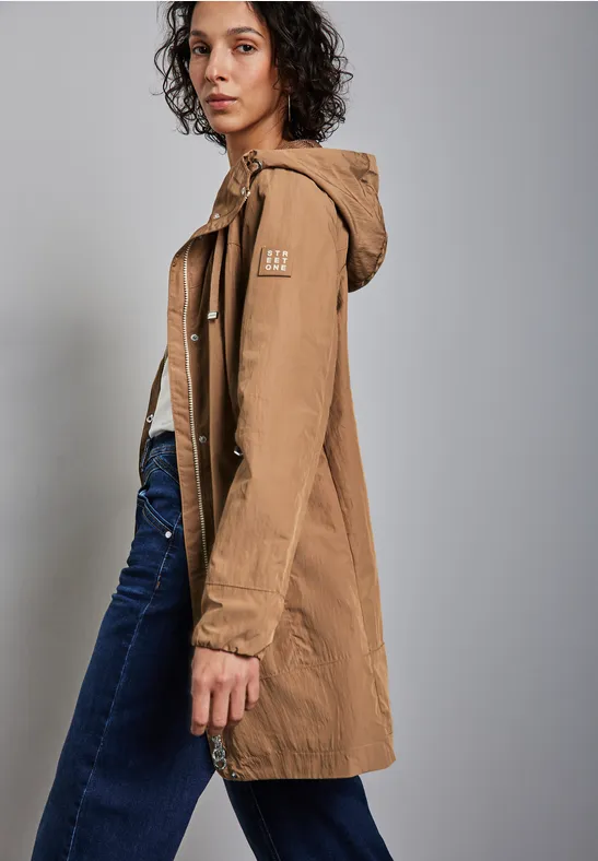 STREET-ONE Lang windjack voor dames in Bruin | STREET-ONE