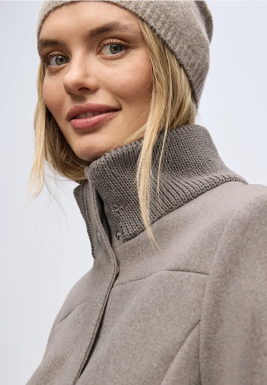 Street One Damen Mantel Mit Strickkragen - Eleganter Wintermantel