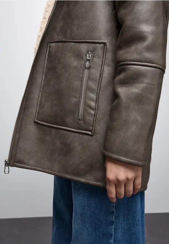 Street One Damen Leder-Look Jacke - Modische Kunstleder Jacke Im 1er Pack