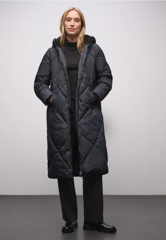 Street One Lange gewatteerde damesjas, Frosty Grey, 44