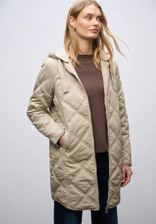 Coat Steppmantel Beige Damen STREET-ONE Steppmantel Mit Kapuze Für