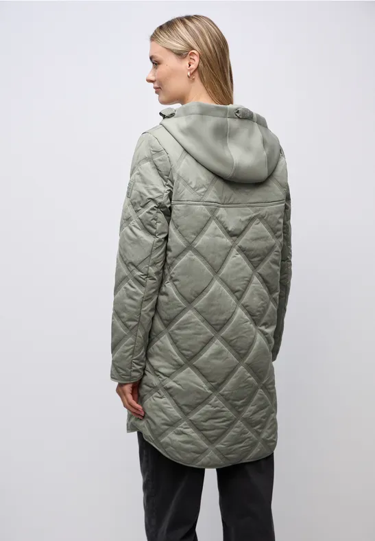 Lange blouson met capuchon voor dames in Groen