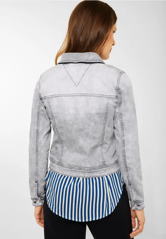Lichtgrijs jeansjasje voor dames in Grijs